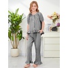 image:imageFlygo Girls Gingham 2 Pieces Outfits Cotton Top Ruffle Pants SetBlack