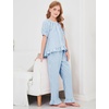 image:imageFlygo Girls Gingham 2 Pieces Outfits Cotton Top Ruffle Pants SetBlue