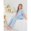 image:imageFlygo Girls Gingham 2 Pieces Outfits Cotton Top Ruffle Pants SetBlue