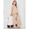 image:imageFlygo Girls Gingham 2 Pieces Outfits Cotton Top Ruffle Pants SetBrown