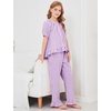 image:imageFlygo Girls Gingham 2 Pieces Outfits Cotton Top Ruffle Pants SetPurple