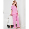 image:imageFlygo Girls Gingham 2 Pieces Outfits Cotton Top Ruffle Pants SetRose