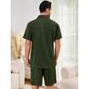 image:imageFlygo Mens Cotton Linen Shorts Sets 2 Piece Beach OutfitArmy Green