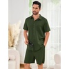 image:imageFlygo Mens Cotton Linen Shorts Sets 2 Piece Beach OutfitArmy Green