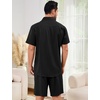 image:imageFlygo Mens Cotton Linen Shorts Sets 2 Piece Beach OutfitBlack