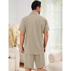image:imageFlygo Mens Cotton Linen Shorts Sets 2 Piece Beach OutfitKhaki