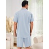 image:imageFlygo Mens Cotton Linen Shorts Sets 2 Piece Beach OutfitLight Blue