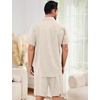 image:imageFlygo Mens Cotton Linen Shorts Sets 2 Piece Beach OutfitNatural