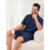 image:imageFlygo Mens Cotton Linen Shorts Sets 2 Piece Beach OutfitNavy