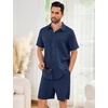 image:imageFlygo Mens Cotton Linen Shorts Sets 2 Piece Beach OutfitNavy