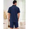 image:imageFlygo Mens Cotton Linen Shorts Sets 2 Piece Beach OutfitNavy