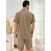 image:imageFlygo Mens Cotton Linen Shorts Sets 2 Piece Beach OutfitShallow Coffee