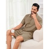 image:imageFlygo Mens Cotton Linen Shorts Sets 2 Piece Beach OutfitShallow Coffee