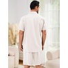 image:imageFlygo Mens Cotton Linen Shorts Sets 2 Piece Beach OutfitWhite