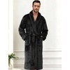 image:imageFlygo Mens Plush Robe Shawl Collar Fleece Absorbent Spa BathrobeBlack