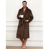 image:imageFlygo Mens Plush Robe Shawl Collar Fleece Absorbent Spa BathrobeBrown