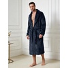 image:imageFlygo Mens Plush Robe Shawl Collar Fleece Absorbent Spa BathrobeNavy