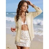 image:imageFlygo Sexy Sheer Tops for Women Loose Button Down Shirt See Through BlouseBeige
