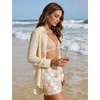 image:imageFlygo Sexy Sheer Tops for Women Loose Button Down Shirt See Through BlouseBeige