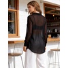 image:imageFlygo Sexy Sheer Tops for Women Loose Button Down Shirt See Through BlouseBlack