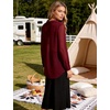 image:imageFlygo Sexy Sheer Tops for Women Loose Button Down Shirt See Through BlouseBurgundy
