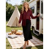 image:imageFlygo Sexy Sheer Tops for Women Loose Button Down Shirt See Through BlouseBurgundy