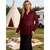 image:imageFlygo Sexy Sheer Tops for Women Loose Button Down Shirt See Through BlouseBurgundy