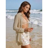 image:imageFlygo Sexy Sheer Tops for Women Loose Button Down Shirt See Through BlouseKhaki