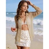 image:imageFlygo Sexy Sheer Tops for Women Loose Button Down Shirt See Through BlouseKhaki