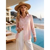 image:imageFlygo Sexy Sheer Tops for Women Loose Button Down Shirt See Through BlousePink
