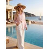 image:imageFlygo Sexy Sheer Tops for Women Loose Button Down Shirt See Through BlousePink