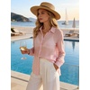 image:imageFlygo Sexy Sheer Tops for Women Loose Button Down Shirt See Through BlousePink