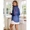 image:imageFlygo Sexy Sheer Tops for Women Loose Button Down Shirt See Through BlouseRoyal Blue