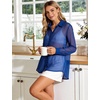 image:imageFlygo Sexy Sheer Tops for Women Loose Button Down Shirt See Through BlouseRoyal Blue