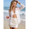 image:imageFlygo Sexy Sheer Tops for Women Loose Button Down Shirt See Through BlouseWhite
