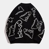 image:imageFlygo Women Dinosaur Knit Sweater Unisex Oversized Casual Pullover JumperBlack