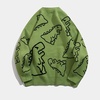 image:imageFlygo Women Dinosaur Knit Sweater Unisex Oversized Casual Pullover JumperGreen