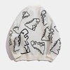 image:imageFlygo Women Dinosaur Knit Sweater Unisex Oversized Casual Pullover JumperWhite