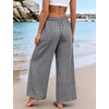 image:imageFlygo Women Gingham Wide Leg Palazzo Lounge Pants 100 Cotton Pajama BottomBlack