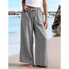 image:imageFlygo Women Gingham Wide Leg Palazzo Lounge Pants 100 Cotton Pajama BottomBlack