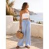 image:imageFlygo Women Gingham Wide Leg Palazzo Lounge Pants 100 Cotton Pajama BottomBlue
