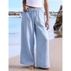 image:imageFlygo Women Gingham Wide Leg Palazzo Lounge Pants 100 Cotton Pajama BottomBlue
