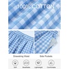 image:imageFlygo Women Gingham Wide Leg Palazzo Lounge Pants 100 Cotton Pajama BottomBlue