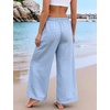 image:imageFlygo Women Gingham Wide Leg Palazzo Lounge Pants 100 Cotton Pajama BottomBlue