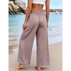 image:imageFlygo Women Gingham Wide Leg Palazzo Lounge Pants 100 Cotton Pajama BottomCoffee