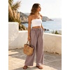 image:imageFlygo Women Gingham Wide Leg Palazzo Lounge Pants 100 Cotton Pajama BottomCoffee