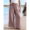 image:imageFlygo Women Gingham Wide Leg Palazzo Lounge Pants 100 Cotton Pajama BottomCoffee
