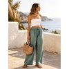 image:imageFlygo Women Gingham Wide Leg Palazzo Lounge Pants 100 Cotton Pajama BottomDark Green