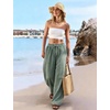 image:imageFlygo Women Gingham Wide Leg Palazzo Lounge Pants 100 Cotton Pajama BottomDark Green