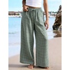 image:imageFlygo Women Gingham Wide Leg Palazzo Lounge Pants 100 Cotton Pajama BottomDark Green